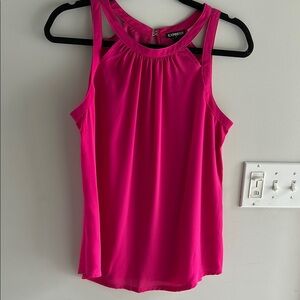 Express Pink Pleated Sleeveless Tank Top